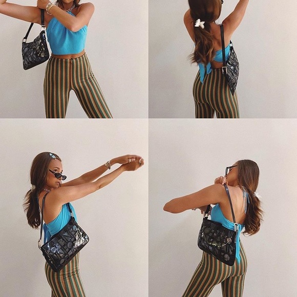 UO High Waisted Stripe Kick Flare Pant - Picture 2 of 7